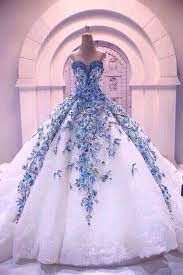 White And Blue Ballgown Sweetheart Wedding Dress Quincenera Dresses Gowns