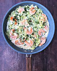 Cook shrimp and set aside. Keto Low Carb Creamy Garlic Shrimp Alfredo Zucchini Noodles Zoodles