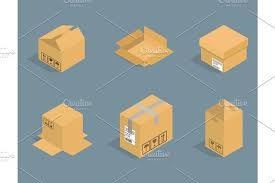 Different Box Vector Isometric Icons Isolated Pack Move Service Or Gift Container Packaging Illustration In 2020 Gift Containers Packing To Move Container Design