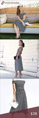 Black And White Striped Off The Shoulder Dress Pin On My Posh Picks
