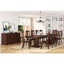 The tables you see here seat anywhere from 5 people to 8 people, with extensions that can seat an additional 12 people, allowing you to seat up to 14 people or more. Cazenovia Solid Mahogany Wood 12 Piece Dining Room Set