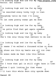 Country Music I M Looking High And Low For My Baby Ernest Tubb Lyrics And Chords