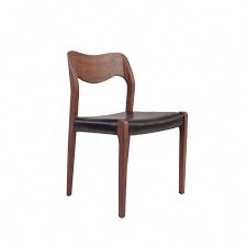 Mid Century Modern Reproduction Model 71 Dining Chair With Leather Seat Inspired By Niels Otto Moller France Son Blackleatherchair Pub Chairs Chair T