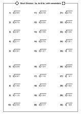 Short Division 3 S 4 S 6 S No Remainders 3rd 5th Grade Worksheet Short Division Remainders Mathematics Education