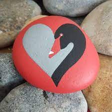 I Absolutely Adore Painting Pebbles I Have Used Acrylic To Paint This Stone Which I Have Painted As A Black Swan In A Background Paint Red Background Rock Art