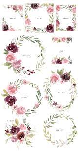 Watercolor Burgundy Blush Pink Flowers Roses Peonies Png 220409 Illustrations Design Bundles Floral Watercolor Watercolor Flower Wreath Frame Wreath