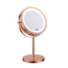 Lighted Makeup Mirror 7 Led Tabletop Vanity Mirror 10x Magnification Two Sided 360 Rotation Polished Makeup Mirror With Lights Mirror Tabletop Vanity Mirror
