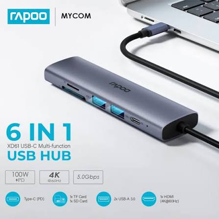 Rapoo XD61 USB-C Multi-function Docking Station Expanding the types of  peripheral interfaces offered allows for the simultaneous connection of  multiple devices to meet the needs of the application, thereby increasing  efficiency and