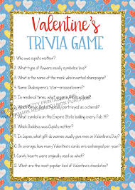 Our trivia consists of fun . Printable Valentine S Day Game Valentines Trivia Game Etsy In 2021 Valentine S Day Games Valentines Printables Valentines Games
