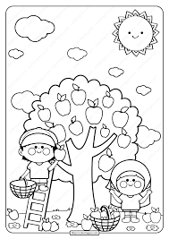 Printable Children Picking Apples Coloring Page Apple Coloring Pages Fall Coloring Pages Apple Coloring