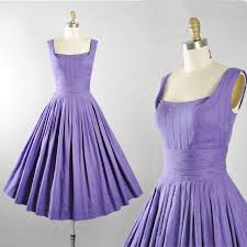 Vintage 50s Dress 1950s Purple Lavender Cotton Sundress Full Circle Pleated Swing Skirt Pinup G Vintage Dresses 50s Prom Dresses Vintage Vintage Purple Dress