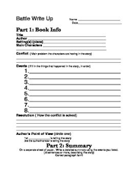 This Is A Great Way To Have Your Students Respond To Their Battle Books To Get Credit Book Summaries Books Battle