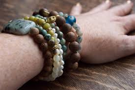 Healing african jade gemstone yoga bracelet adorned with a small antique copper bead in the center. Tribal Bracelet Stack Set Of 7 Yoga Bracelets Wrist Mala With Healing Gems Bellydance Jewelry Sea Green And Turquoise Blue Seafoam Pillow Book Design