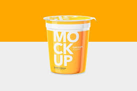Yogurt Cup High Angle Mockup Yogurt Cups Yogurt Packaging Mockup
