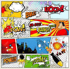This is for comic lovers to discuss well. Comics Template Vector Retro Comic Book Speech Bubbles Illustration Mock Up Of Comic Book Page With Place For Text Speech Bubbls Symbols Colored Halftone Background And Superhero Stock Photo Picture And Royalty Free