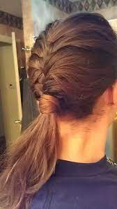French Fishtail Braid Into Low Ponytail With Hair Wrapped Around Fishtail Braid Hairstyles Braid Into Low Ponytail Braided Hairstyles Updo