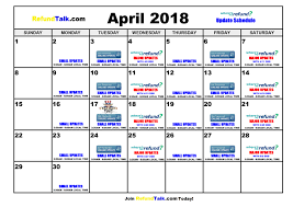 April 2018 Irs Wheres My Refund Updates Calendar