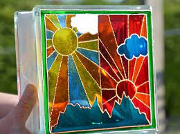 Clarice Cliff Glass Block Sunshine