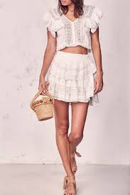 Ruffle Mini Skirt Antique White P