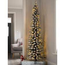 Check spelling or type a new query. Pre Lit Flocked Pencil Christmas Tree With 180 Led Lights We R Christmas