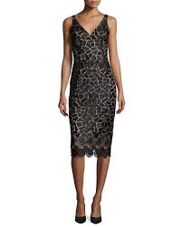 David Meister Sleeveless Embroidered Cocktail Dress Black Taupe Davidmeister Cloth