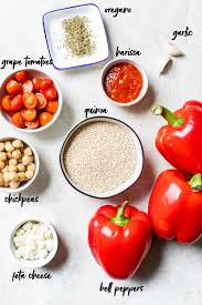 Fill peppers with beef mixture and sprinkle with cheese. Mediterranean Quinoa Stuffed Peppers The Almond Eater