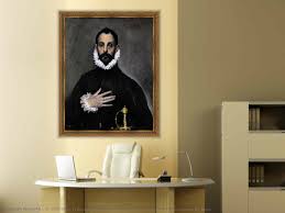 The nobleman with his hand on his chest, 1580. Nobleman With His Hand On His Chest 1583 By El Greco Domenikos Theotokopoulos 1541 1614 Greece Museum Art Reproductions El Greco Domenikos Theotokopoulos Wahooart Com
