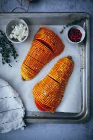 Hasselback Butternusskurbis Butternut Pumpkin Rezept Butternuss Kurbis Ofen Und Butternusskurbis