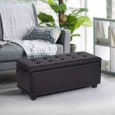 Ottoman Bench Storage Bedroom Bench Footrest Upholstered Tufted 42 Large Black Rectangular Blac Upholstered Bench Bedroom Storage Bench Bedroom Bedroom Storage