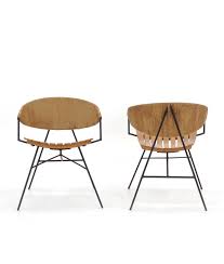 Arthur Umanoff Walnut Paper Cord And Wrought Iron Chairs 1950s Metal Chairs Wrought Iron Chairs Mcm Lounge Chairs