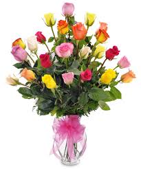 Our lilies may arrive unopened but the buds will come into bloom within a day or two and. Buy Rainbow Roses Valentine Flower Bouquet From Flaberry Com Same Day Delivery Of Roses