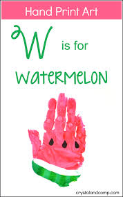 Download this adorable dog printable to delight your child. Hand Print Art W Is For Watermelon