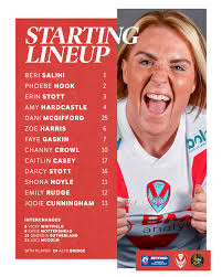 Here's the Saints line-up for today. Vicky Whitfield, the game's best  impact prop, seems to be reverting to the bench after starting all of last  season.