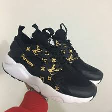 Black And White Louis Vuitton Shoes Custom Lv Supreme Hot Sneakers Free Shipping Nike Air Huarache Hot Sneakers Cute Sneakers