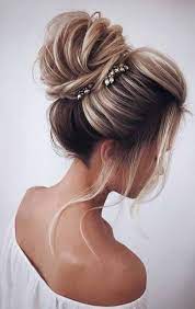 47 Ideas For Wedding Hairstyles Messy Bun Top Knot Long Hair Updo Long Hair Styles Hair