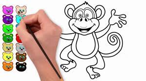 monkey monkey drawing monkey coloring learn to draw monkey رسم وتلوين قرد youtube coloring for kids pencil case cards