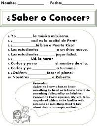 Runtime Error Spanish Worksheets Teaching Spanish Saber Vs Conocer