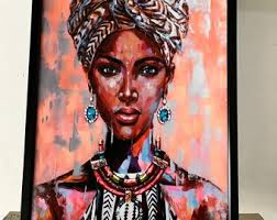 Pintura de geisha con traje nativo: arte mural en lienzo de mujer japonesa,  decoración de arte pop étnico, regalo único