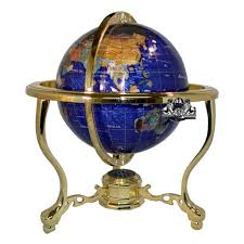 Unique Art 13 Inches Tall Table Top Blue Pearl Swirl Ocean Gemstone World Globe With Tripod Gold Leg Stand Walmart Com In 2020 World Globes Gold Legs Gold Globe