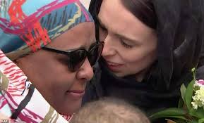Emotional scenes outside mosque as New Zealand's Prime Minister embraces  crowds