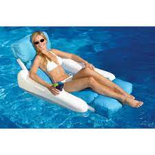 Joyin inflatable pool lounger, pool lounger chair float heavy duty comfortable pool float with headrest cupholders for swimming pool party summer activities 44 x 42. Swimline Sunsoft Sunchaser Swimming Pool Floating Lounge Chair 10025 The Home Depot