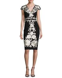 Ttz41 Catherine Deane Floral Embroidered Jersey Sheath Dress Black With Images Cocktail Dress Black Cocktail Dress White Cocktail Dress