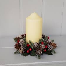 Nordic Frosted Fir Berry And Pine Cone Large Pillar Candle Wreath By Gisela Graham Scandinavian Boutique Hyggestyle Co Uk Large Pillar Candles Pillar Candles Candle Wreaths