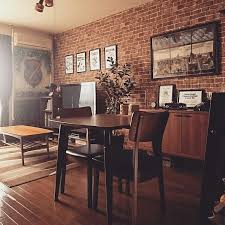 部屋全体 ワイヤーネット アンティークボード ラグ コーヒーテーブル などのインテリア実例 2016 06 30 16 45 10 roomclip ルームクリップ インテリア 壁紙 レンガ テレビ台インテリアアイデア