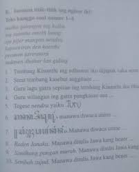 Jadi dapat disimpulkan bahwa tembang kinanthi punya paugeran atau pedoman 8u, 8i, 8a, 8i, 8a, 8i. Kerjakan Bahasa Jawa Ini Dengan Benar Kalo Cuman Ngambil Poin Ku Laporinsudah Ku Foto B1 Tembang Brainly Co Id