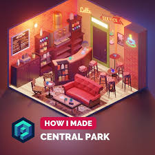 Polygon Runway On Instagram New Tutorial On 3d Modeling And Rendering Of Central Perk Cafe From Sitcom Tv Show Friends In Blend Friends Cafe Polygon 3d Model