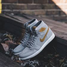 Nike Air Jordan 1 Retro Flyknit Wolf Grey Golden Harvest 919704 025 Ayakkabilar Aksesuarlar