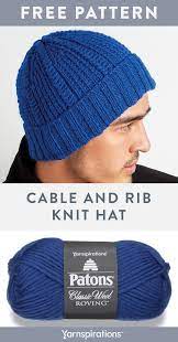 Free Man S Cable Knit Hat Pattern Using Patons Classic Wool Roving Yarn Knitted Hats Cable Knit Hat Pattern Knitting