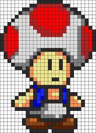 Toad Perler Bead Pattern 26x36 Perler Hama Square Pegboard Video Games Nintendo Mario Pixel Art Pattern Pixel Art Perler Bead Mario