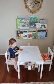 Art Table An Ikea Latt Hack 20 Table And Chairs Acrylic Book Shelves 24 Inch 8 Each Buy 3 For Under Window Kids Art Table Ikea Kids Ikea Kids Table